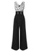 Black 1930s Halloween Bat Patchwork Jumpsuit: timeless style reimagined