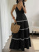 Black 1930s Halter Backless Colorblock Maxi Dress - vintage dress, retro fashion, elegant style for vintage lovers