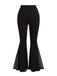 Black 1930s High-Waist Mesh Panels Flare Pants: beautiful vintage fashion, retro style, classic elegance with timeless appeal