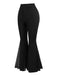 Black 1930s High-Waist Mesh Panels Flare Pants | vintage fashion, retro style, classic elegance - perfect for retro fashion enthusiasts