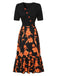 Black 1930s Irregular Neckline Floral Patchwork Dress, vintage dress, retro fashion, floral print - perfect for women who love vintage and retro fashion