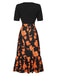 Black 1930s Irregular Neckline Floral Patchwork Dress, vintage dress, retro fashion, floral print - perfect for women who love vintage and retro fashion