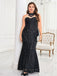 Black 1930s Lace Patchwork Fishtail Evening Dress - vintage dress, retro fashion, classic black