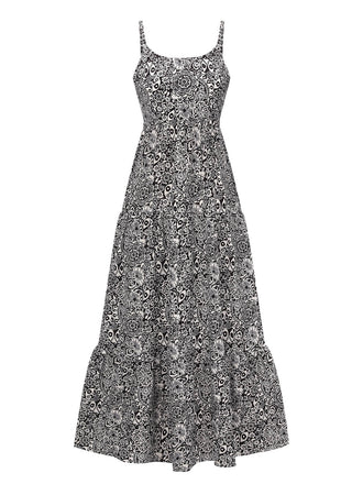 Black 1930s Mandala Print Strap Dress, vintage dress, retro fashion - perfect for women who love vintage and retro fashion