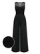 Black 1930s Mesh Pleated Patchwork Jumpsuit - vintage jumpsuit, retro fashion, classic black