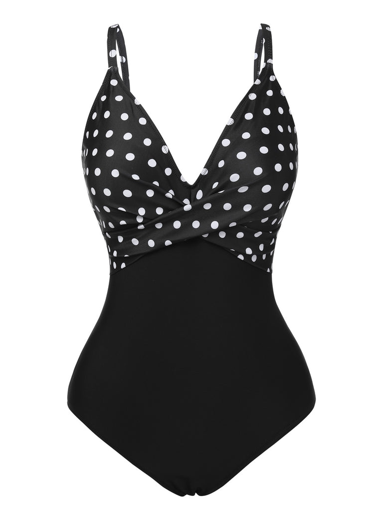 She's wearing Black 1930s Polka Dots One-Piece Swimsuit and the whole beach remembers the 1930s