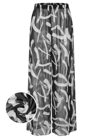 She walks in these Black 1930s Random Strokes Sheer Pants and the world follows