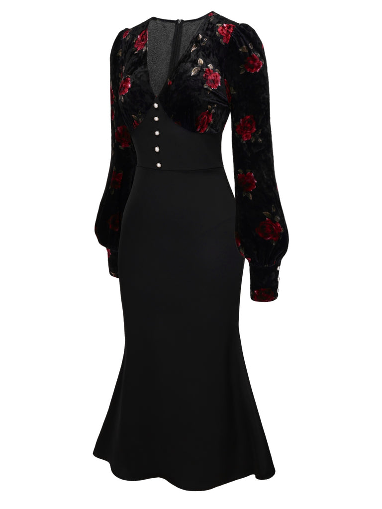 black ikea malm dresser Amari Silk-Velvet Midi Dress in Black