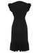 Black 1930s Ruffled Sleeves Mermaid Dress: where 1930s romance meets her modern spirit
