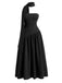 Black 1930s Scarf Neck Strapless Asymmetric Maxi Dress, vintage dress, retro fashion - perfect for women who love vintage and retro fashion
