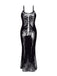 She slips into this Black 1930s Skeleton Slit Spaghetti Straps Dress and suddenly it's a 1930s daydream