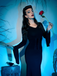 Black 1930s Sold Batwing Cuffs Fishtail Dress - vintage dress, retro fashion, classic black