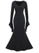 She slips into this Black 1930s Sold Batwing Cuffs Fishtail Dress and suddenly it's a 1930s daydream