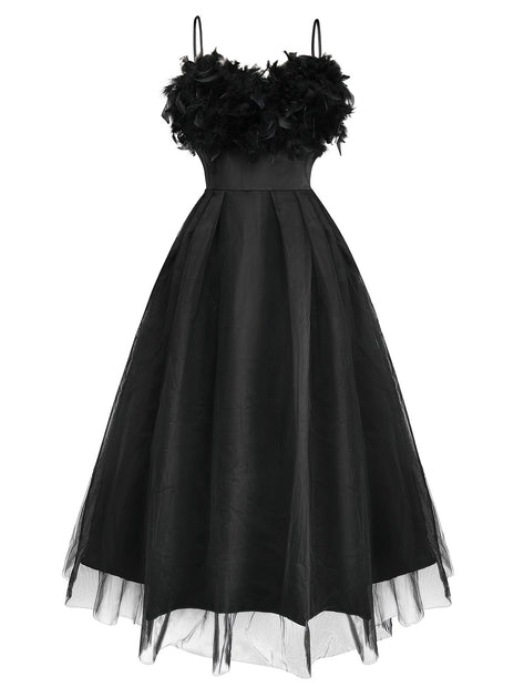 black mesh feather dress Feather Trim Long Sleeve Mesh Mock Neck, Selene Feather Mini Dress in Black, Size XS, For GNO/Date Night