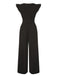 Black 1930s Solid Ruffle Sleeves Belted Jumpsuit, vintage romper, retro jumpsuit - perfect for women who love vintage and retro fashion