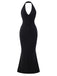 Black 1930s Solid V-Neck Halter Mermaid Dress, vintage dress, retro fashion - perfect for women who love vintage and retro fashion