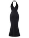 Black 1930s Solid V-Neck Halter Mermaid Dress, vintage dress, retro fashion - perfect for women who love vintage and retro fashion