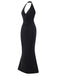 Black 1930s Solid V-Neck Halter Mermaid Dress, vintage dress, retro fashion - perfect for women who love vintage and retro fashion
