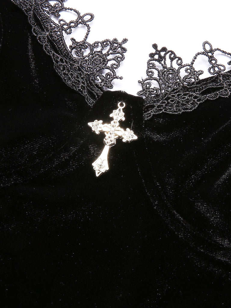 Black 1930s Spaghetti Strap Cross Lace Dress | Retro Stage Black 1930s Spaghetti Strap Cross Lace Dress | Retro Stage