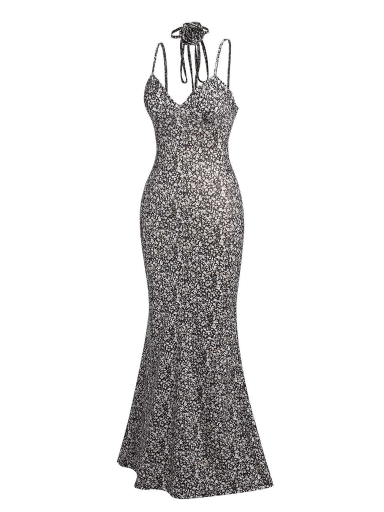Black 1930s Spaghetti Straps Mermaid Dress, vintage dress, retro fashion - perfect for women who love vintage and retro fashion