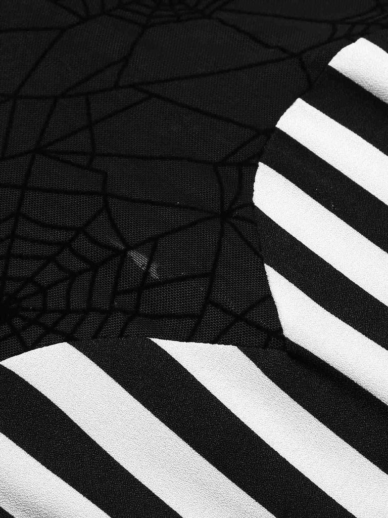 She slips into this Black 1930s Spiderweb Mesh Stripe Fishtail Dress and suddenly it's a 1930s daydream