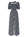 Black 1930s Square Neck Puff Floral Jumpsuit, vintage romper, retro jumpsuit - perfect for women who love vintage and retro fashion