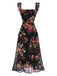 Black 1930s Square Neck Ruffled Floral Dress, vintage dress, retro fashion, floral print - perfect for women who love vintage and retro fashion