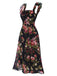Black 1930s Square Neck Ruffled Floral Dress, vintage dress, retro fashion, floral print - perfect for women who love vintage and retro fashion
