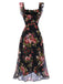 Black 1930s Square Neck Ruffled Floral Dress, vintage dress, retro fashion, floral print - perfect for women who love vintage and retro fashion
