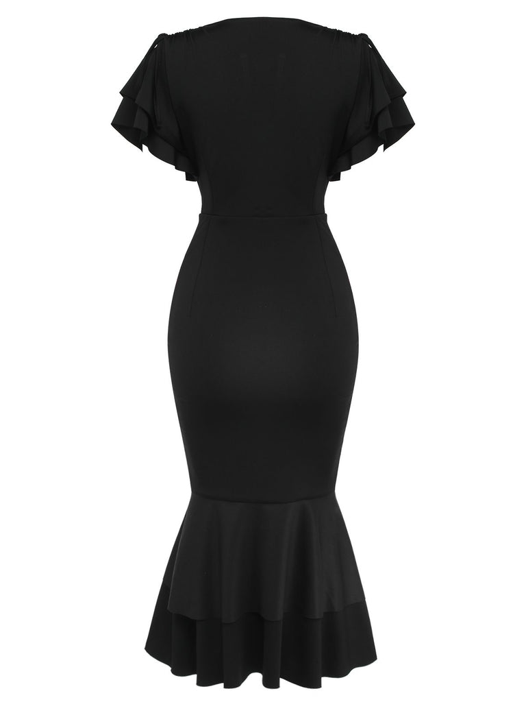 Halloween Punk & Gothic Dress V-Neck Blood Handprint Fishtail Dress