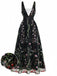 Black 1930s V Neck Vintage Dress