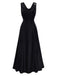 Black 1930s Velvet Cowl Neck Feather Brooch Dress - vintage dress, retro fashion, classic black