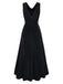 Black 1930s Velvet Cowl Neck Feather Brooch Dress - vintage dress, retro fashion, classic black