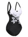 Black 1930s Wide-Straps Flowers Swimsuit, vintage swimsuit, pin-up swimwear - perfect for women who love vintage and retro fashion