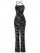 Black 1930s Zebra Print Halter Backless Jumpsuit - vintage jumpsuit, retro fashion, classic black