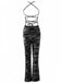 Black 1930s Zebra Print Halter Backless Jumpsuit - vintage jumpsuit, retro fashion, classic black