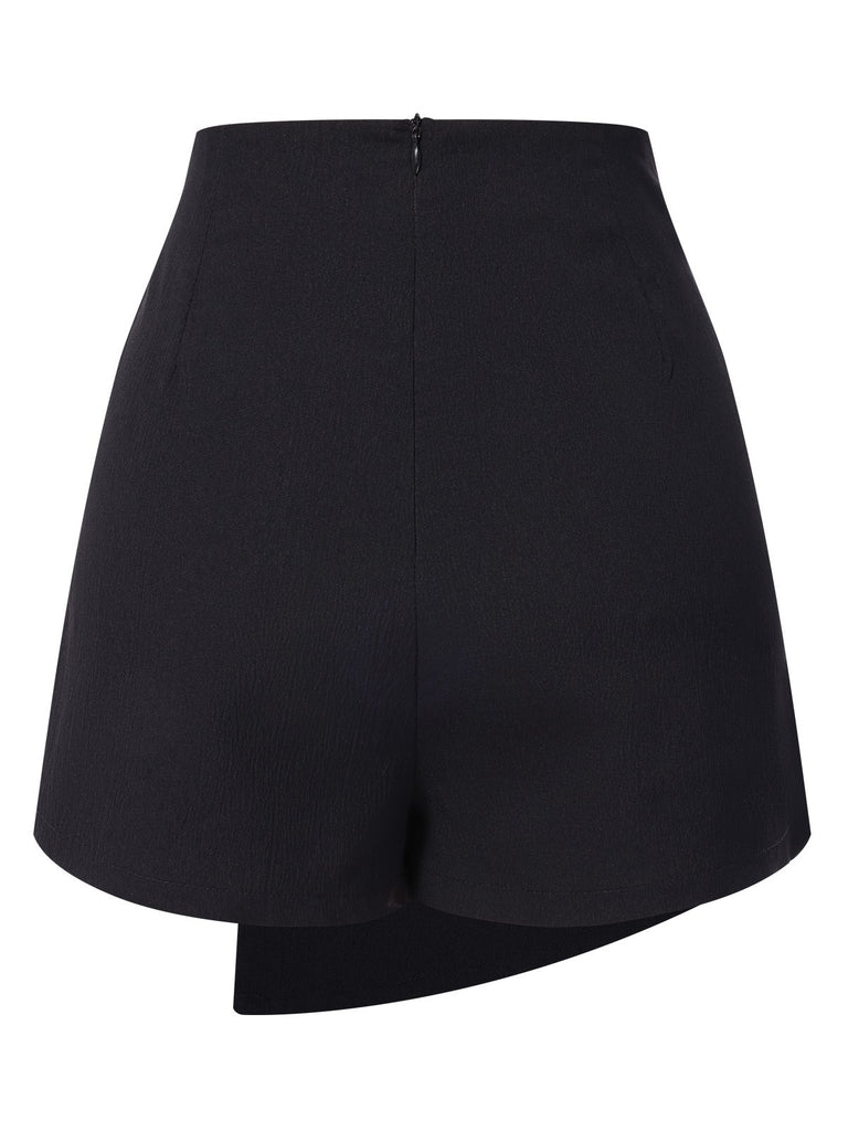Black 1940s Button Irregular Hem Skirt, vintage skirt, retro style - perfect for women who love vintage and retro fashion