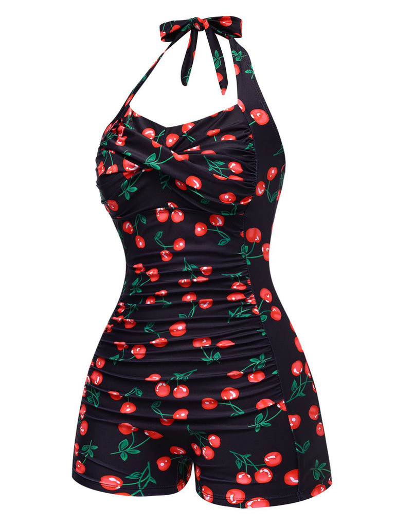 1940s Cherry Halter OnePiece Swimsuit | 1940s | vintage swimsuit, retro beachwear