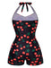 1940s Cherry Halter OnePiece Swimsuit | 1940s | vintage swimsuit, retro beachwear