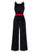 Black 1940s Christmas Elk Plush Velvet Jumpsuit, vintage romper, retro jumpsuit - perfect for women who love vintage and retro fashion