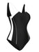 Black 1940s Contrast One-Piece Swimsuit: 1940s Riviera elegance, reimagined for her