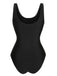 This Black 1940s Contrast One-Piece Swimsuit carries 1940s vacation dreams in every stitch
