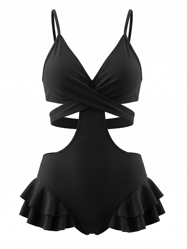 Black 1940s One Piece Swimsuit