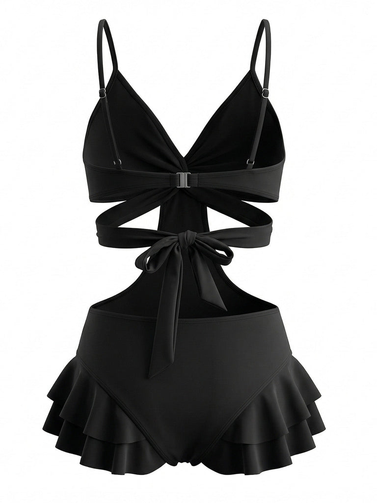 Black 1940s One Piece Swimsuit