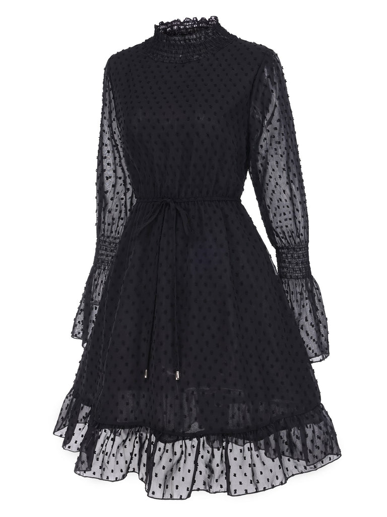 1940s Dots Half Turtleneck Chiffon | 1940s | vintage dress, retro fashion