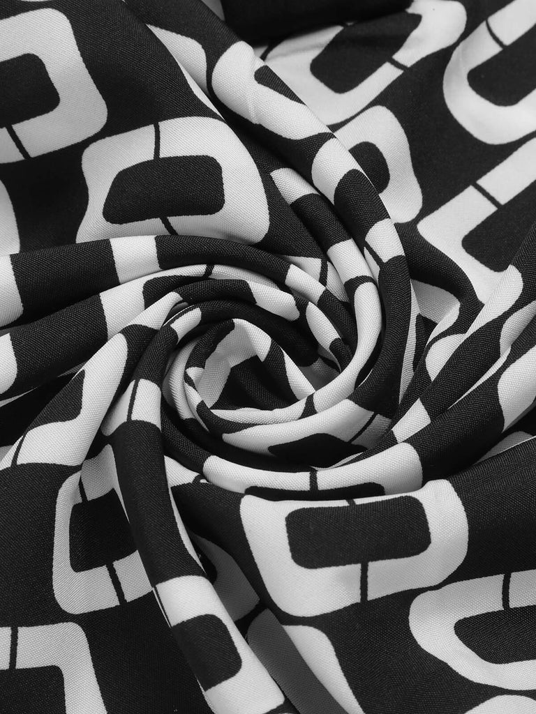 Black 1940s Geometric Patchwork Ribbon Blouse: a 1940s classic that whispers rather than shouts