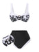 Black 1940s Hepburn Silhouette Floral Bikini Set - vintage fashion, retro style, classic black