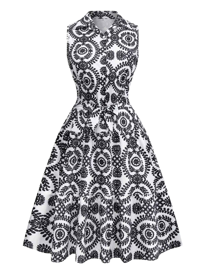 1940s black tie dress Lapel Tie-Waist Floral Sleeveless New Ways to Style col-outfit-sale-4384 This easy Color:M-Orchid hollywood 1940s formal dresses