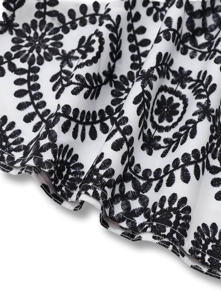 Black 1940s Lapel Tie-Waist Floral Sleeveless Dress - vintage dress, retro fashion, classic black