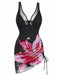 Black 1940s Mesh Bodycon Patchwork One Piece Swimsuit 2